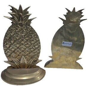 Pair of Yield House Brass Pineapple Bookends India Mid Century Modern MCM